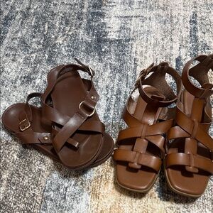 Old Navy Brown Leather Strappy Sandals - Pair